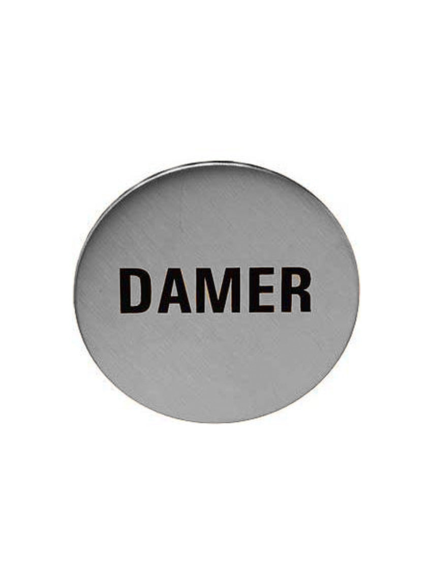 Skilt med 'DAMER' skrift