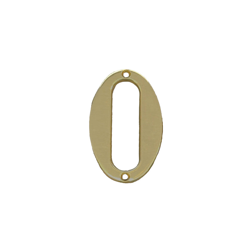 House number 0-9 bright brass 65 mm.