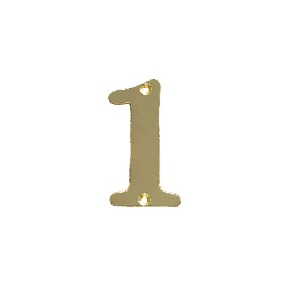 House number 0-9 bright brass 65 mm.