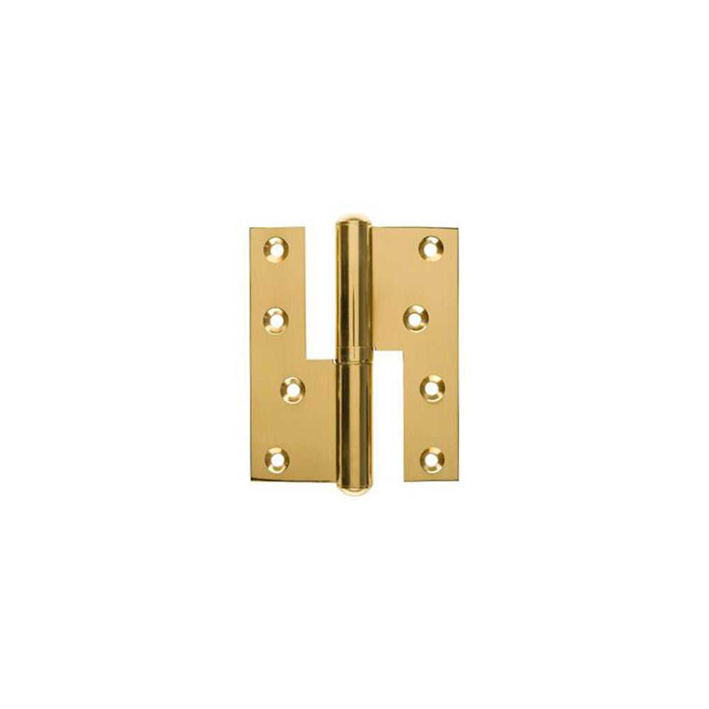 Door hinge in polished brass - Right - with sharp corners - 115x39 mm