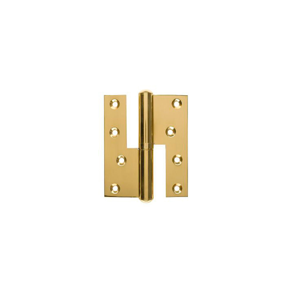 Door hinge in polished brass - Right - with sharp corners - 115x39 mm