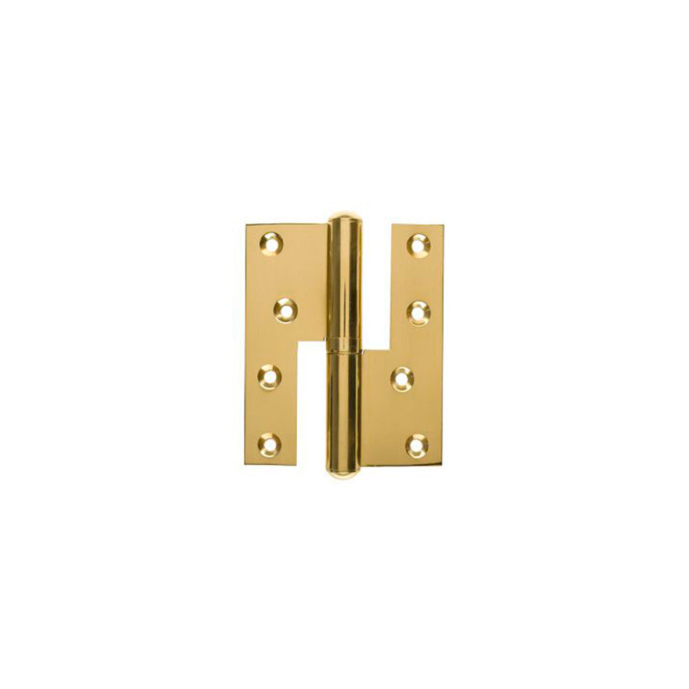 Door hinge in polished brass - Left - with sharp corners - 115x39 mm