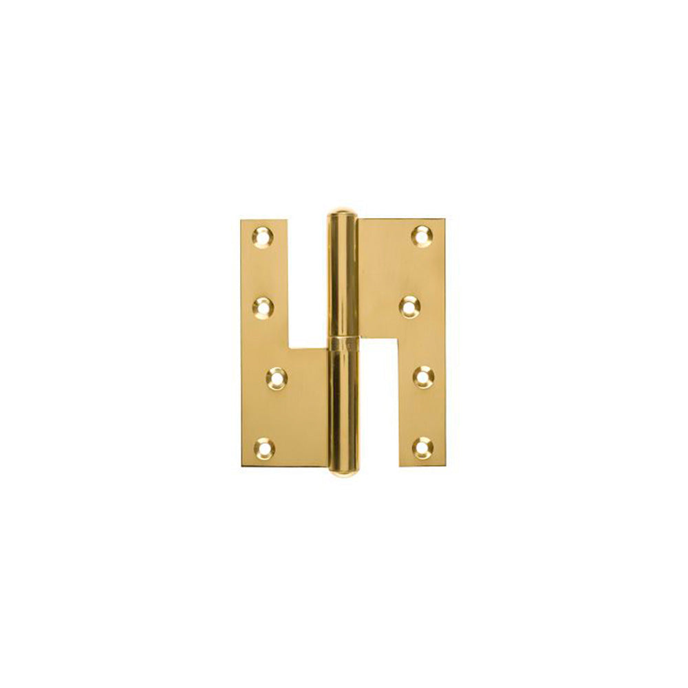 Door hinge in polished brass - Right - with sharp corners - 130x45