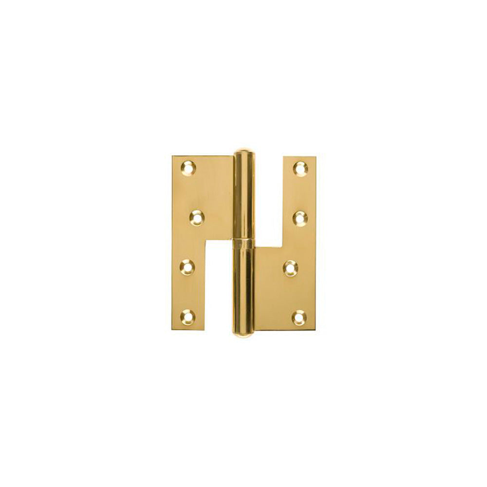 Door hinge in polished brass - Left - with sharp corners - 130x45