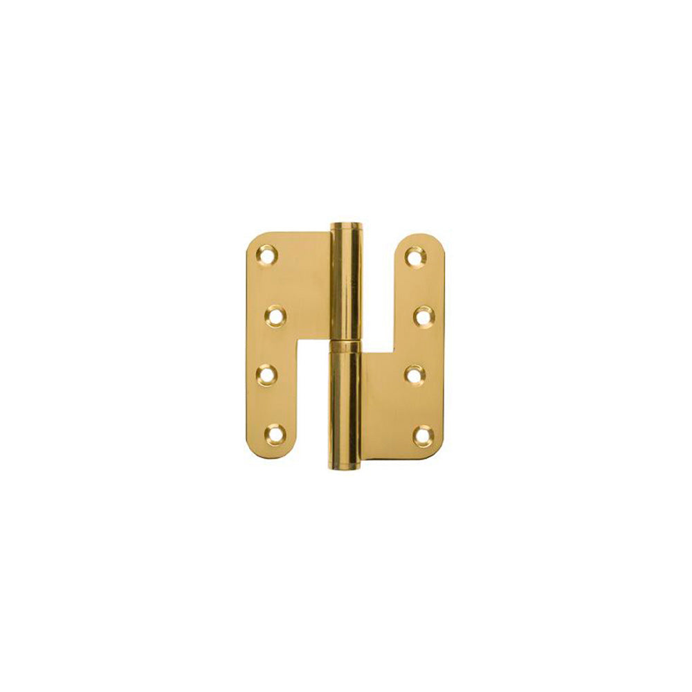 Door hinge in polished brass - Left - with round corners - 123x45 mm