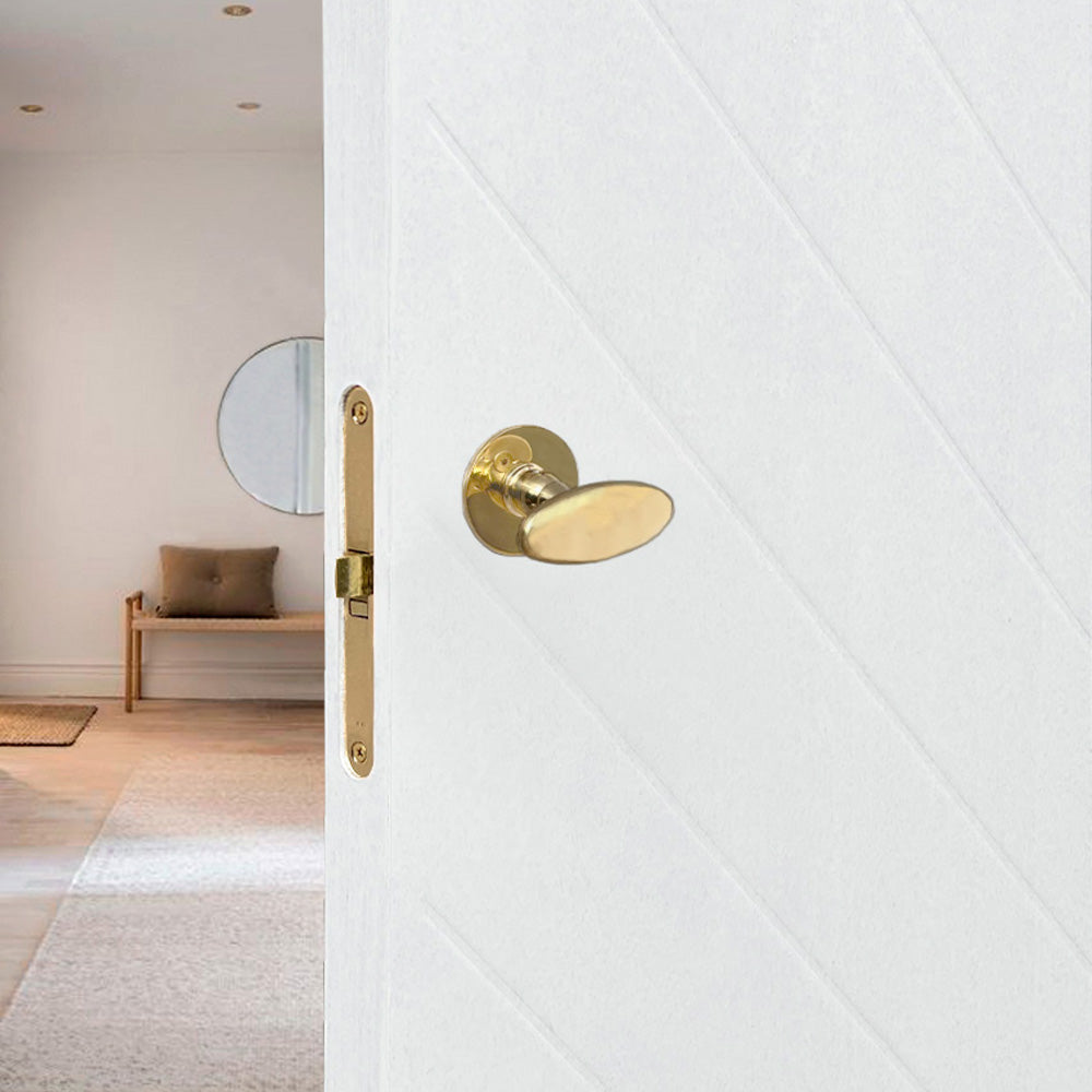 Doorknob almond shape Krogerup polished brass