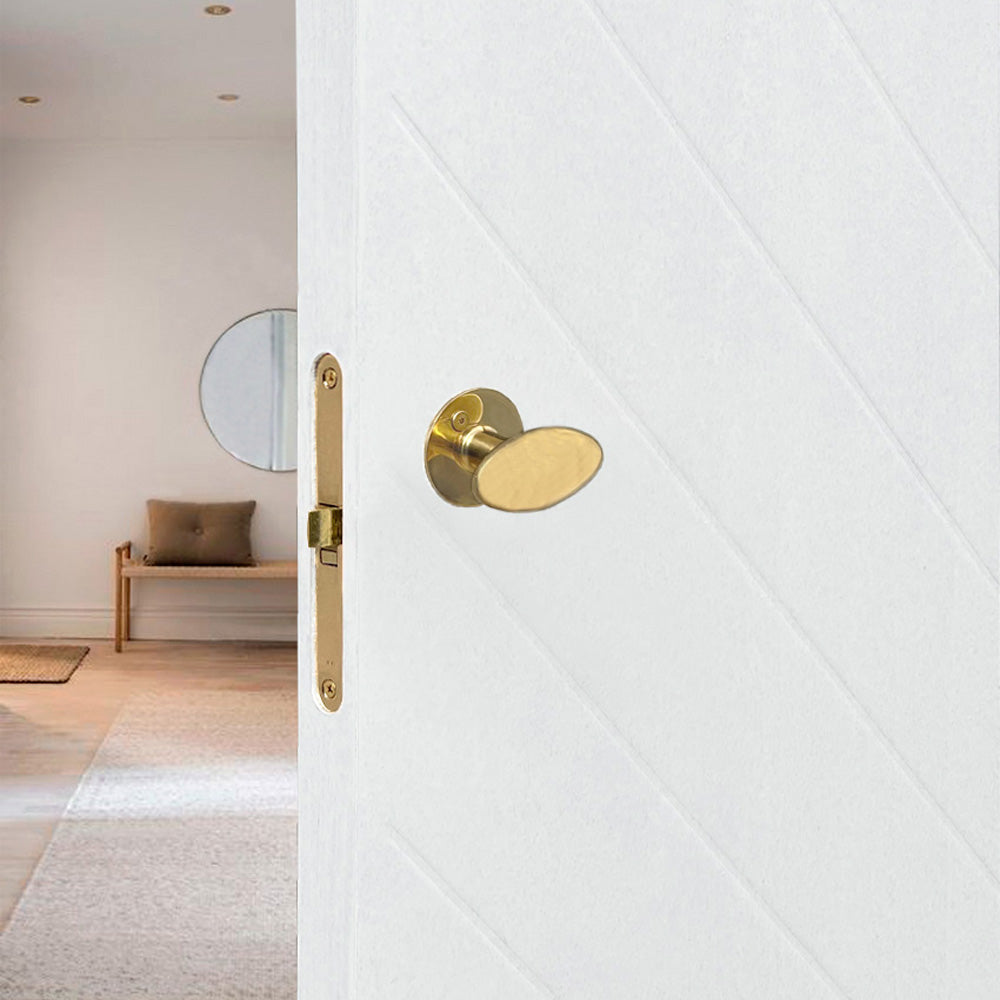 Doorknob almond shape Sletten polished brass