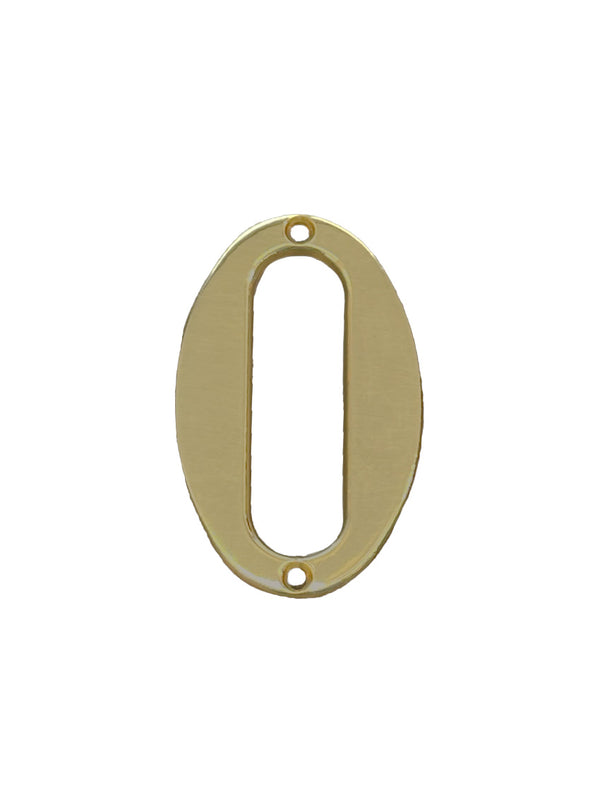 House number 0-9 bright brass 65 mm.