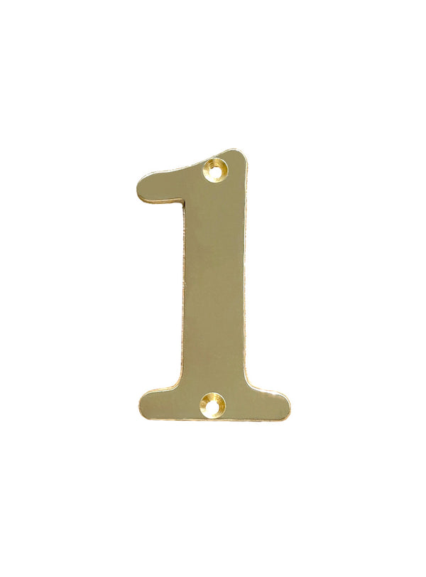 House number 0-9 bright brass 65 mm.