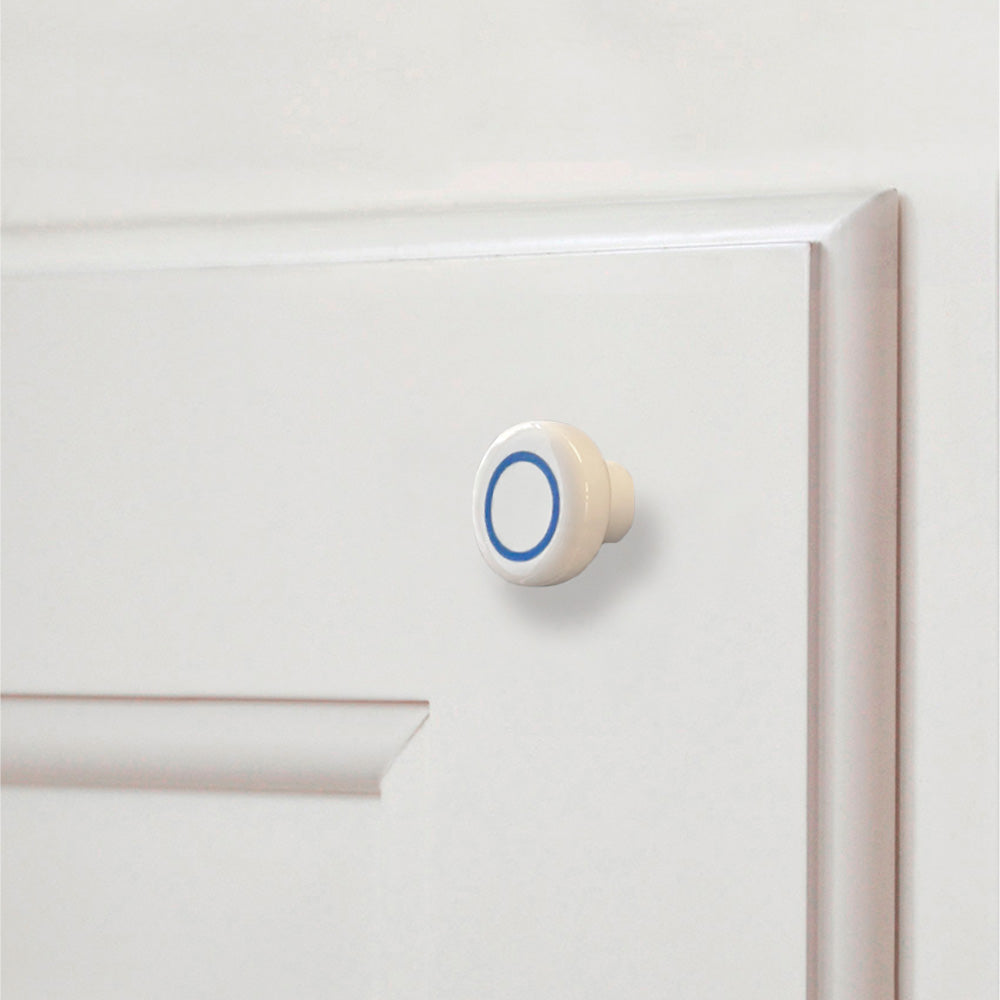 Porcelain knob - White with blue ring