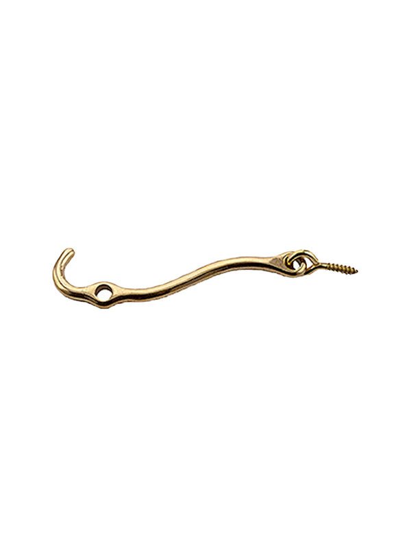 Storm hook with tail hook - Polished brass