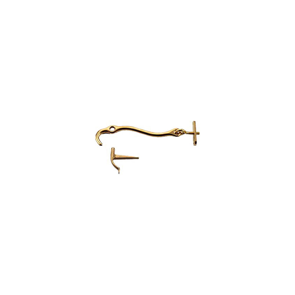 Storm hook with plate and tail hook - Polished brass