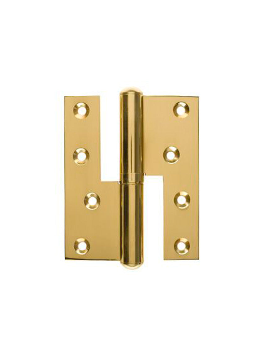 Door hinge in polished brass - Right - with sharp corners - 115x39 mm